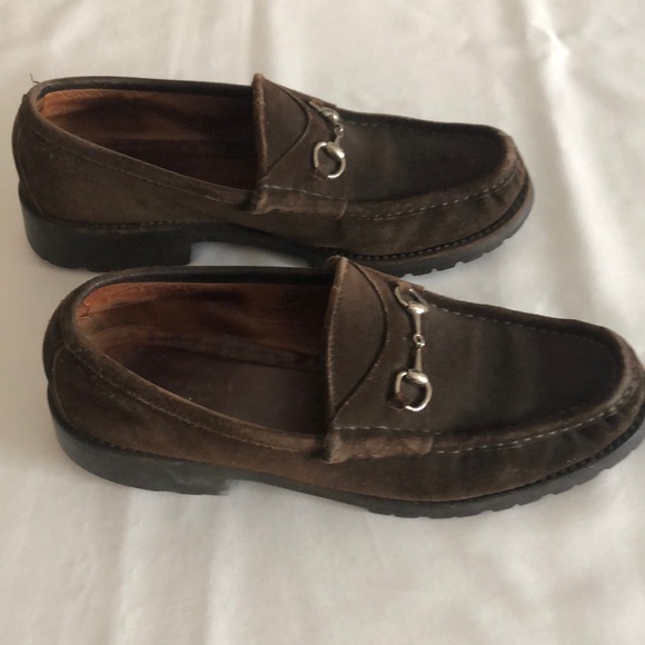 Men’s GUCCI brown suede loafers shoes - Picture 1 of 8